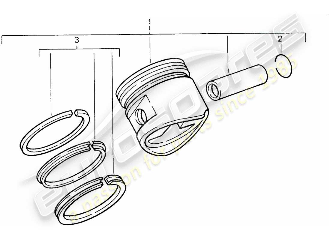 porsche 968 (1994) piston - piston rings parts diagram