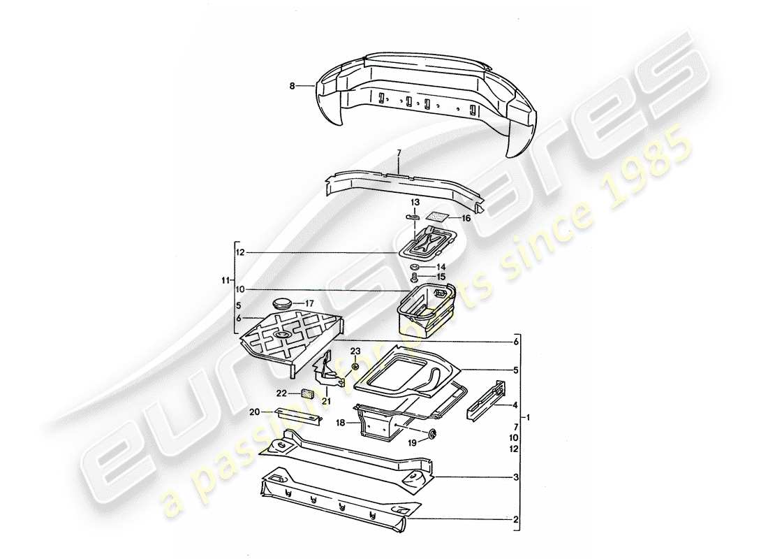 porsche 1995 (928) frame - rear end parts diagram