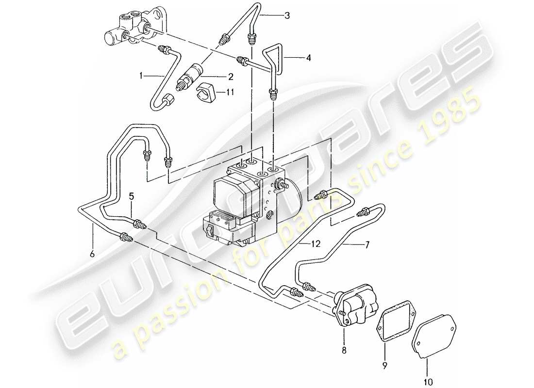 porsche 2004 (986 boxster) brake line front end parts diagram