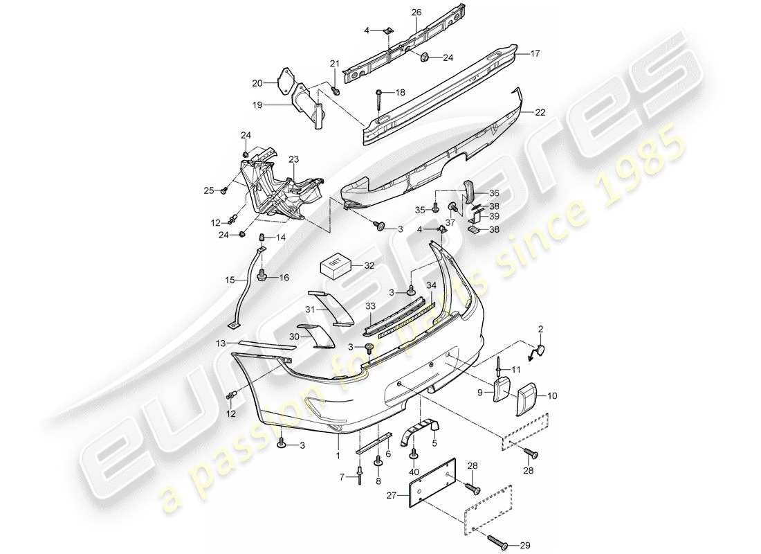 porsche 2010 (997-2 gt3) bumper parts diagram