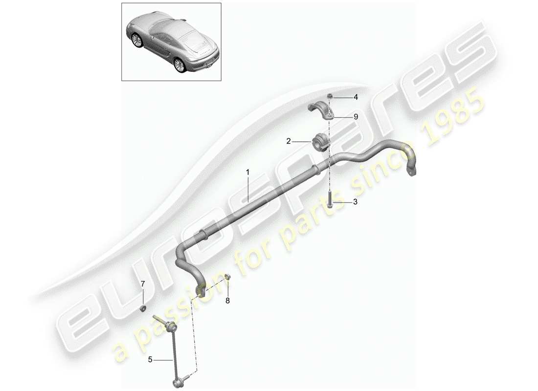 porsche 2014 (981 cayman) anti-roll bar part diagram