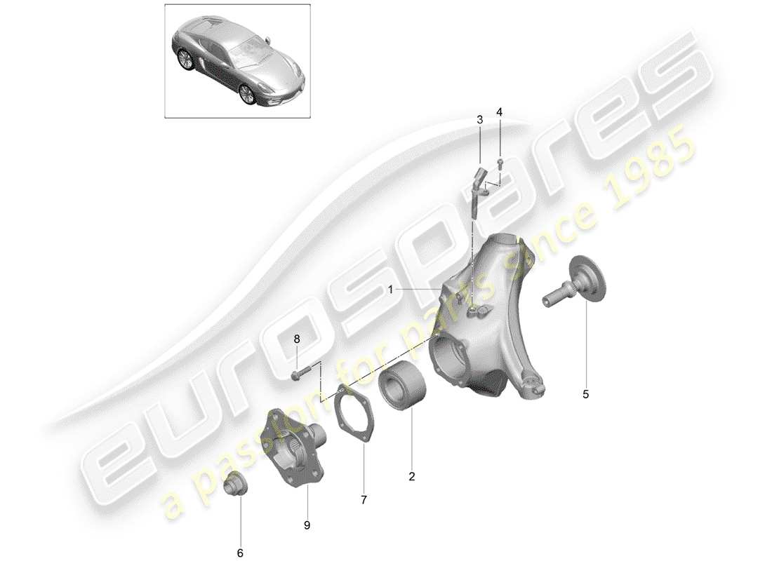 porsche 2015 (981 cayman) wheel carrier wheel hub part diagram