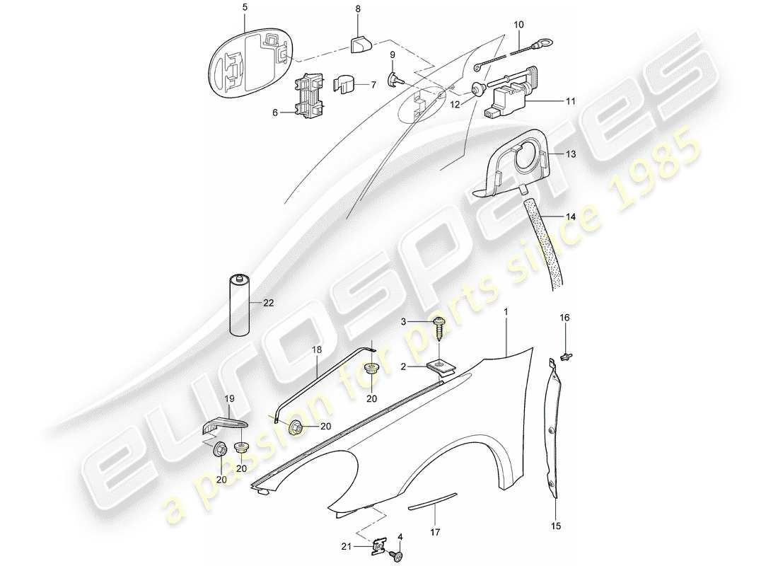 porsche 2006 (987 boxster) wing parts diagram