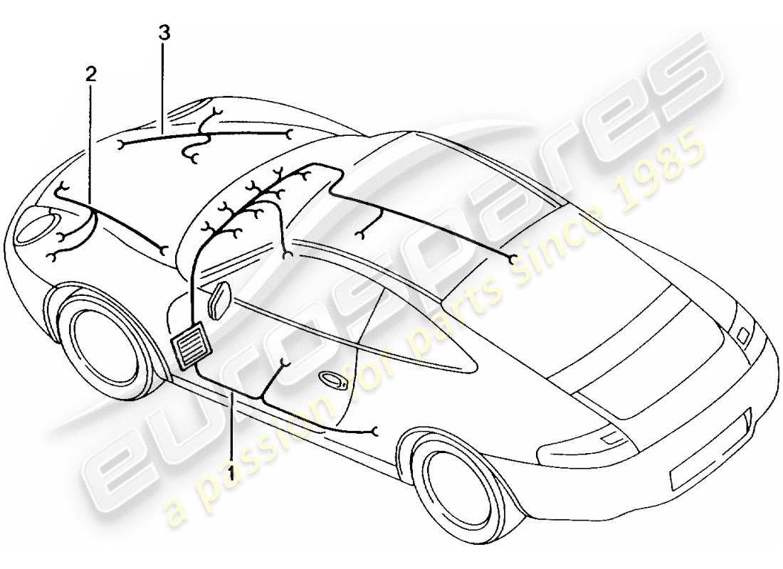 porsche 2001 (996 gt3) wiring harnesses - passenger compartment - glove box - front luggage compartment - repair kit - anti-locking brake syst. -abs- - brake pad wear indicator - front axle part diagram