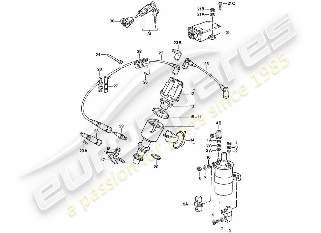 porsche 1977 (924) engine electrics 2 - see technical information - gr.2 nr. 2/86 parts diagram