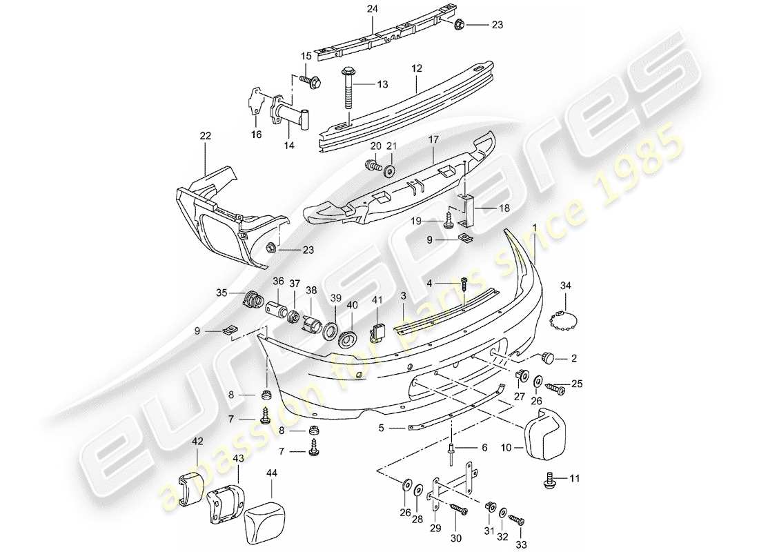porsche 2004 (996) bumper part diagram