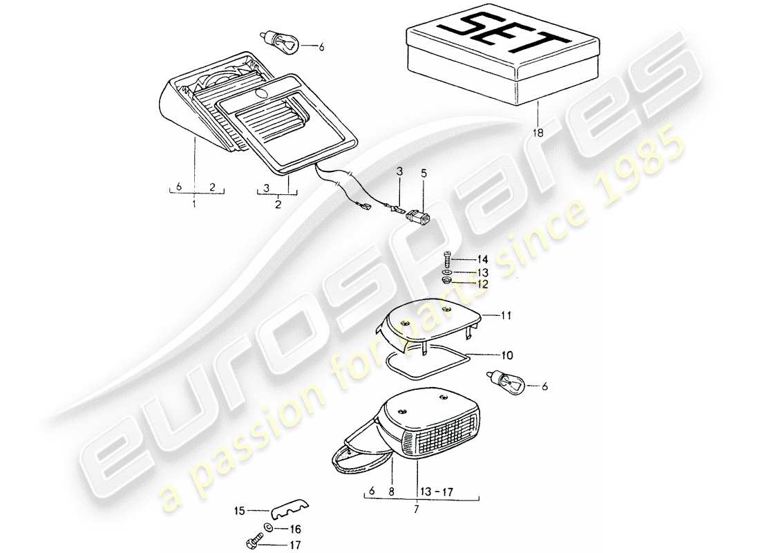 porsche 1991 (964) additional brake light parts diagram
