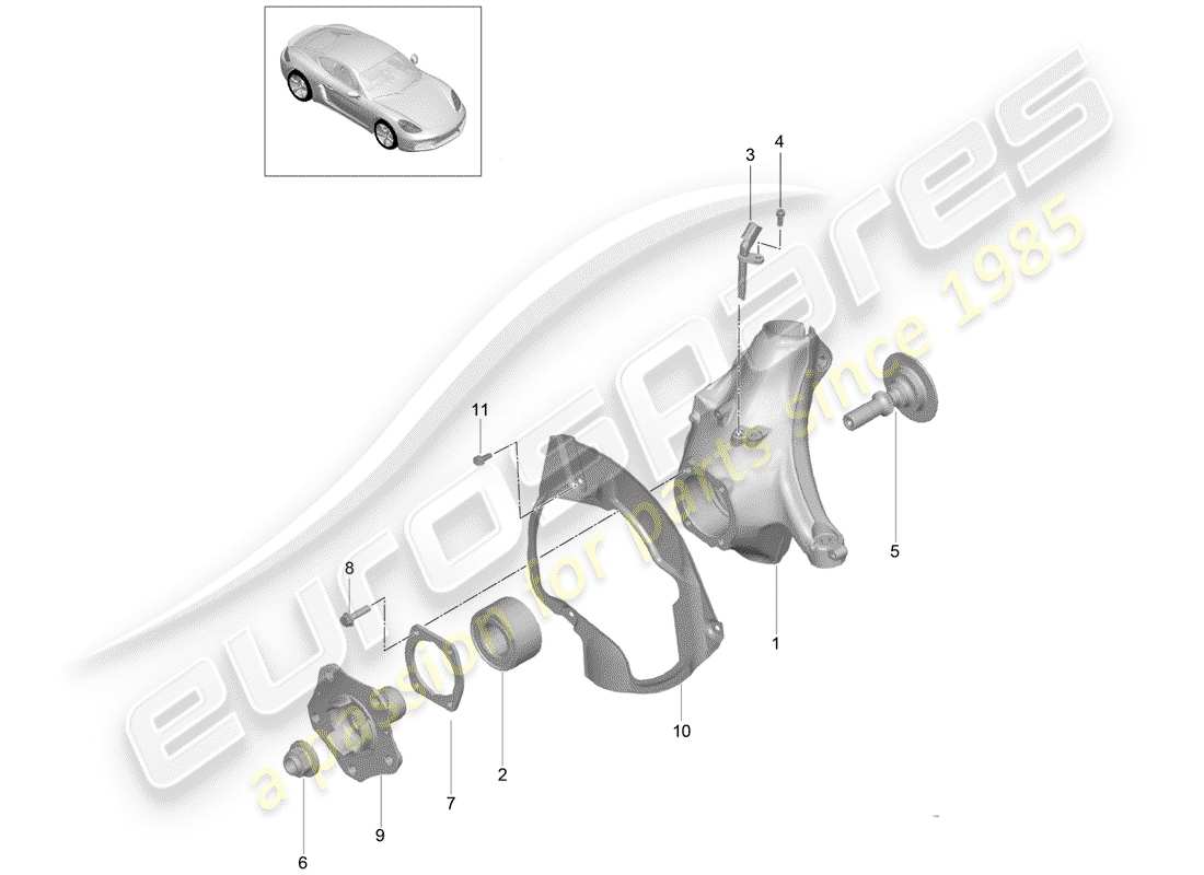 porsche 2018 (718 cayman) wheel carrier wheel hub part diagram