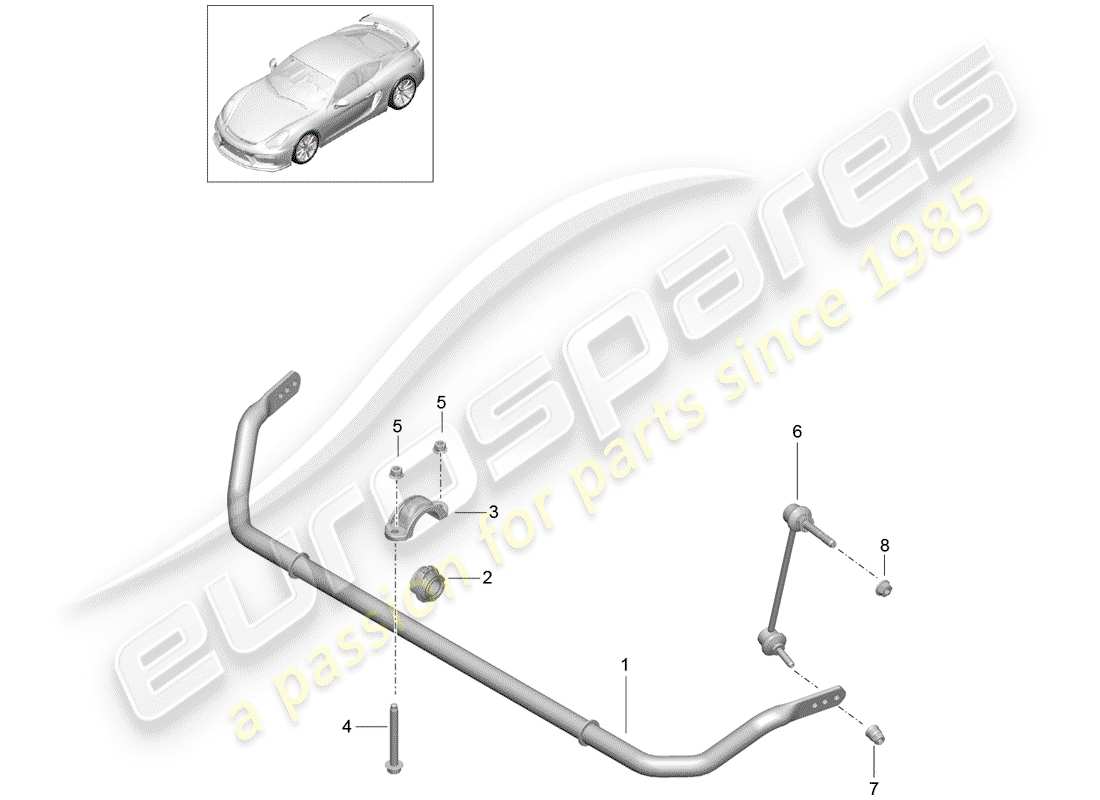 porsche 2016 (981 cayman gt4) anti-roll bar part diagram