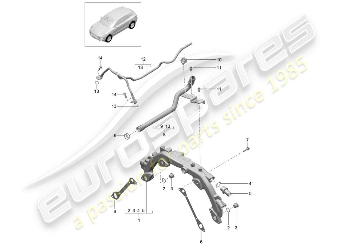porsche 2016 (macan) coolant cooling system 1 part diagram