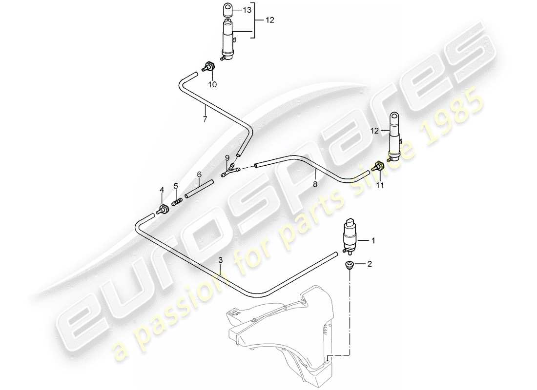 porsche 2005 (987 boxster) headlight washer system parts diagram