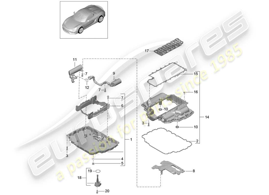 porsche 2016 (981 boxster spyder) oil sump parts diagram