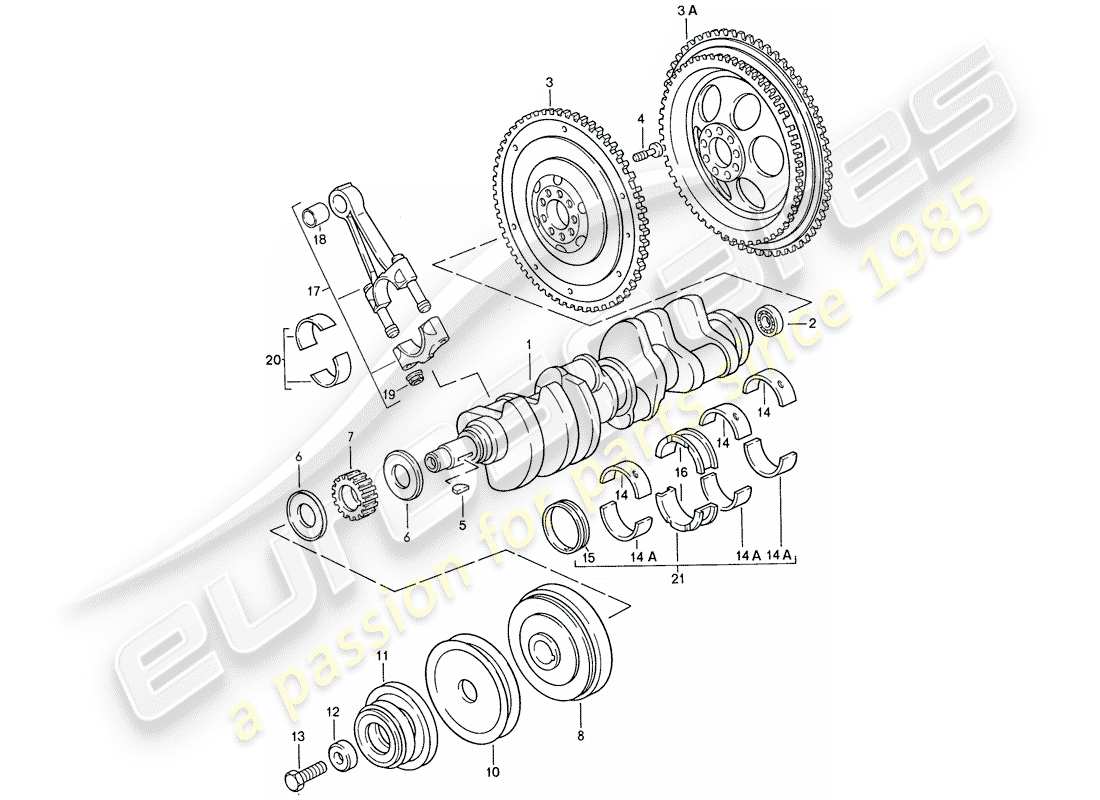 porsche 1988 (928) crankshaft - connecting rod parts diagram