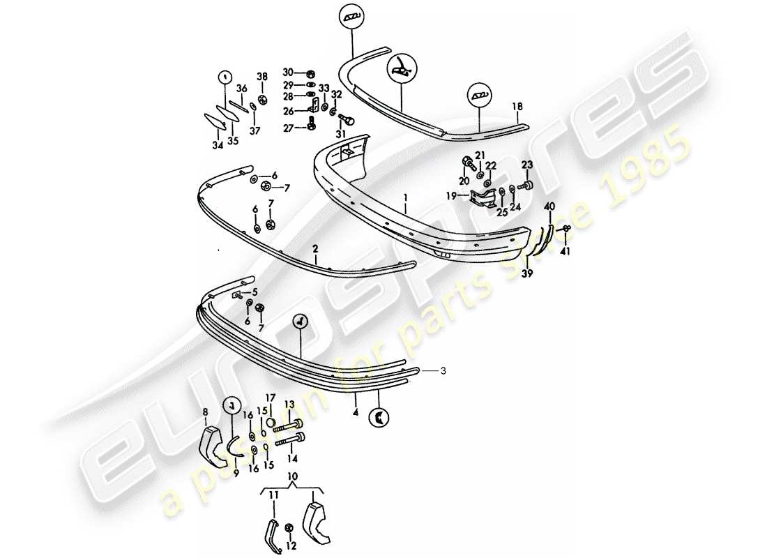 porsche 1968 (911/912) bumper - d - mj 1969>> parts diagram