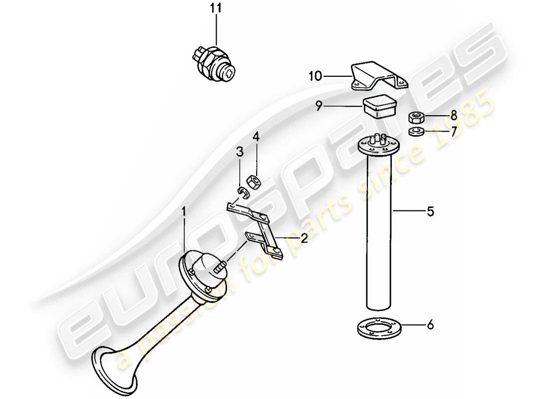 porsche 1985 (911) fanfare horn - sensor - fuel-level indicator - reverse light switch part diagram