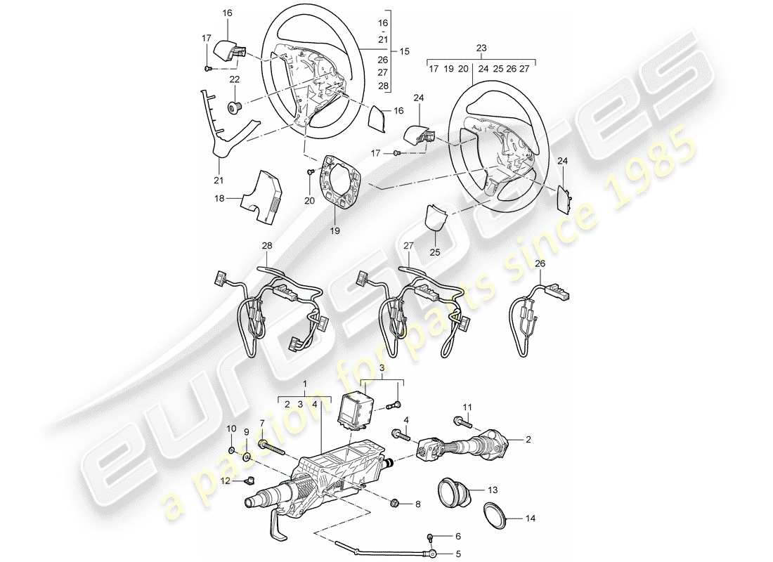 porsche cayman 987 (2007) steering protective pipe parts diagram