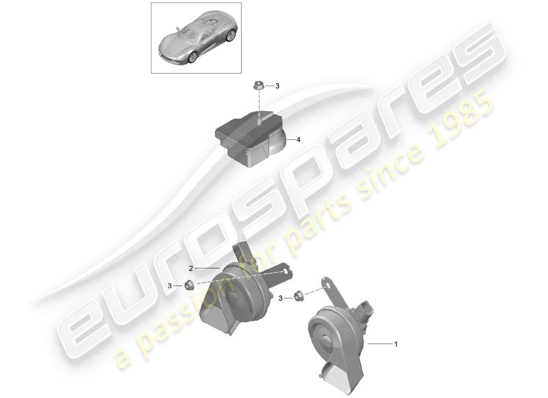 porsche 2015 (918 spyder) fanfare horn parts diagram