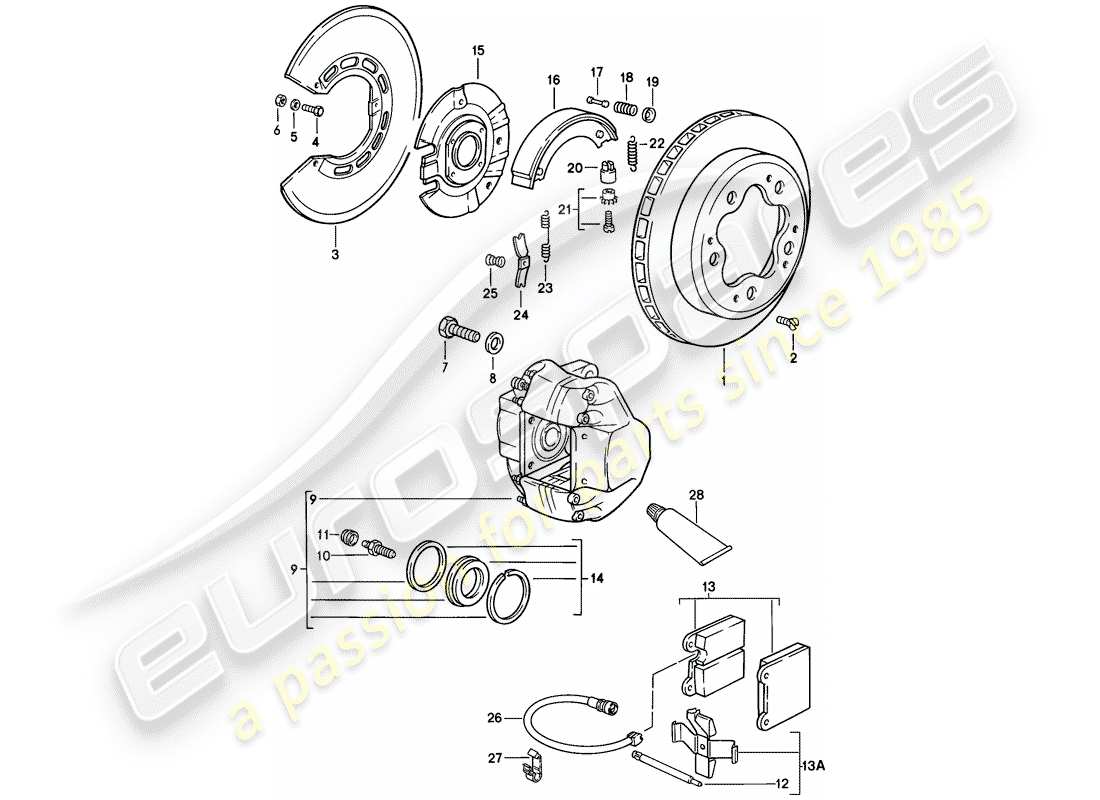 porsche 1987 (911) brake - rear axle part diagram