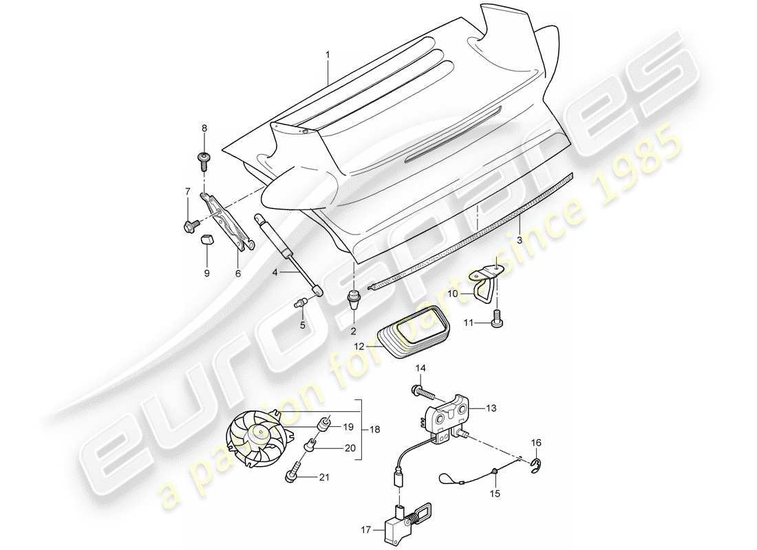 porsche 2009 997-2 turbo / gt2 cover parts diagram