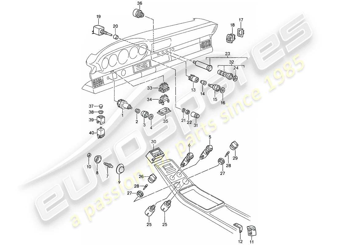 porsche 1987 (959) switch parts diagram