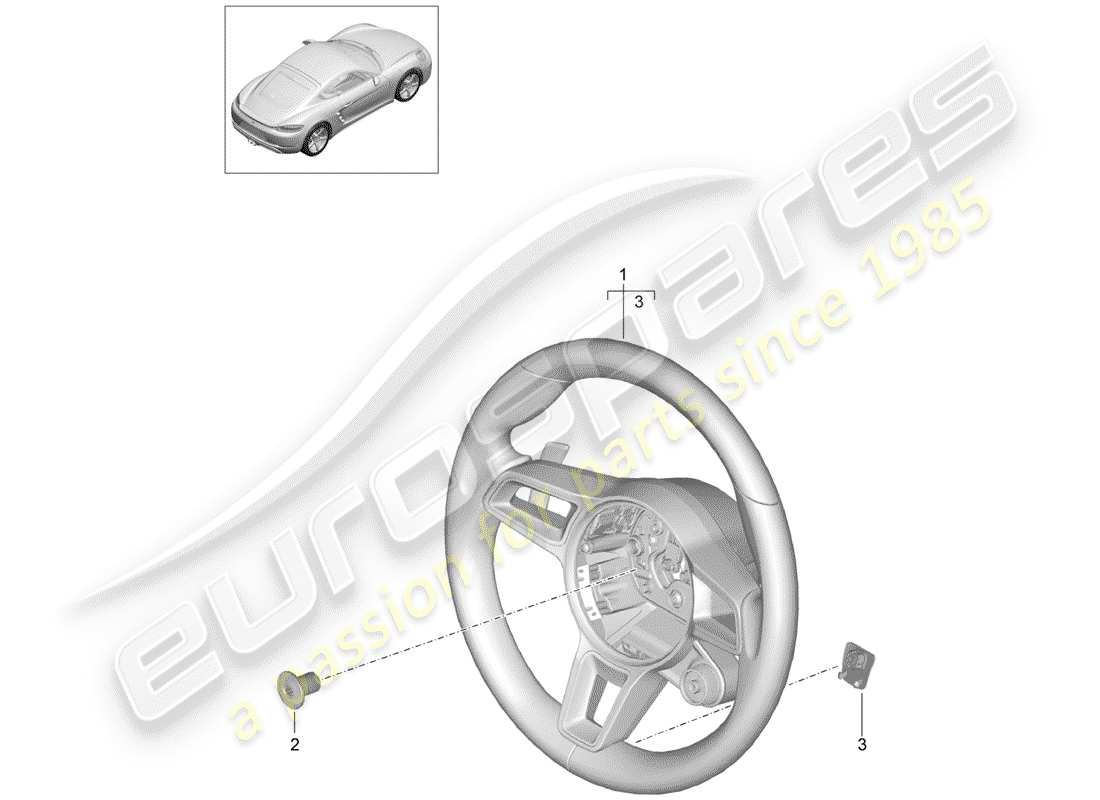 porsche 2018 (718 cayman) steering wheel - pdk - part diagram