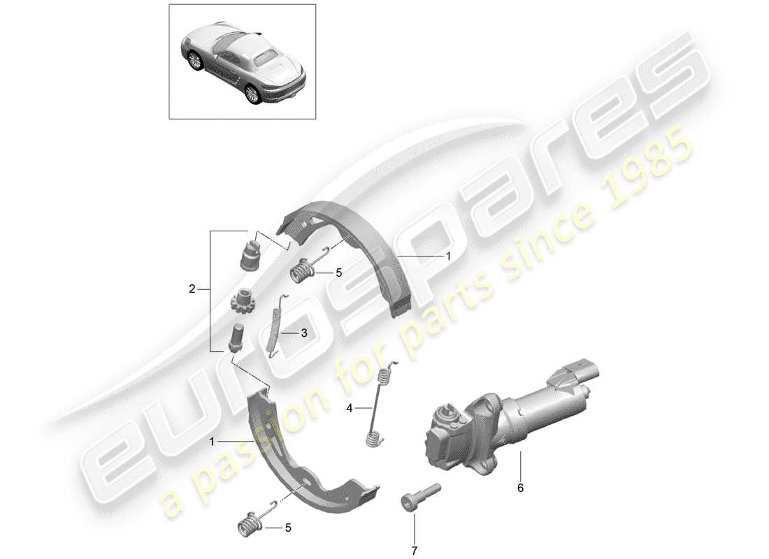 porsche 2019 (718 boxster) parking brake ------------------------------ parts diagram