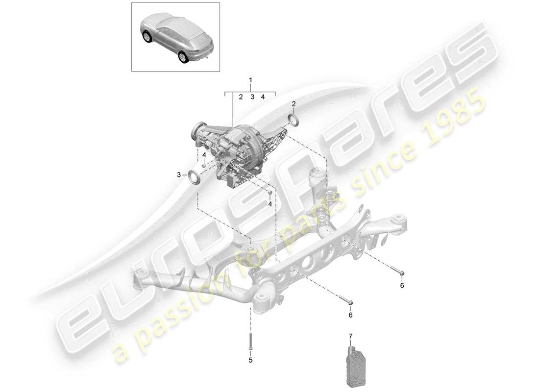 porsche 2018 (macan) rear axle differential part diagram
