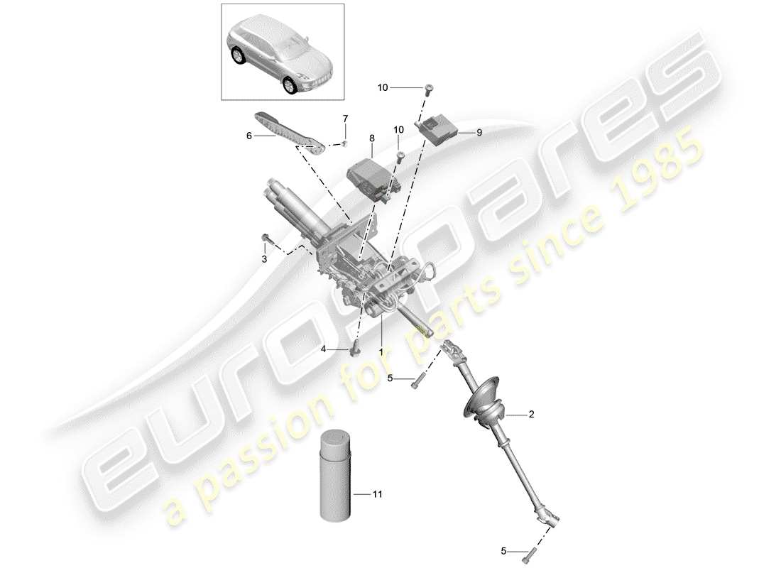 porsche macan (2017) steering column parts diagram