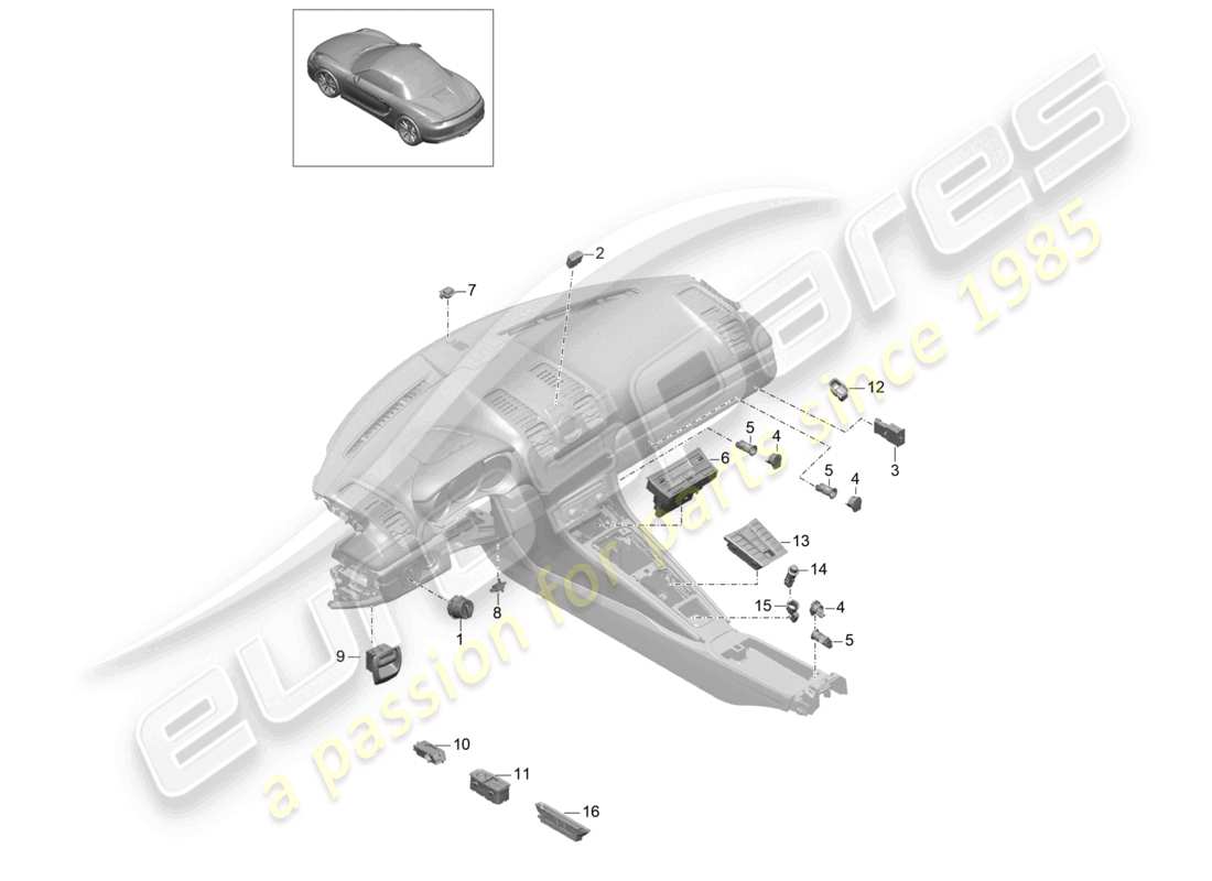 porsche 2012 (981 boxster) switch control panel air conditioning parts diagram