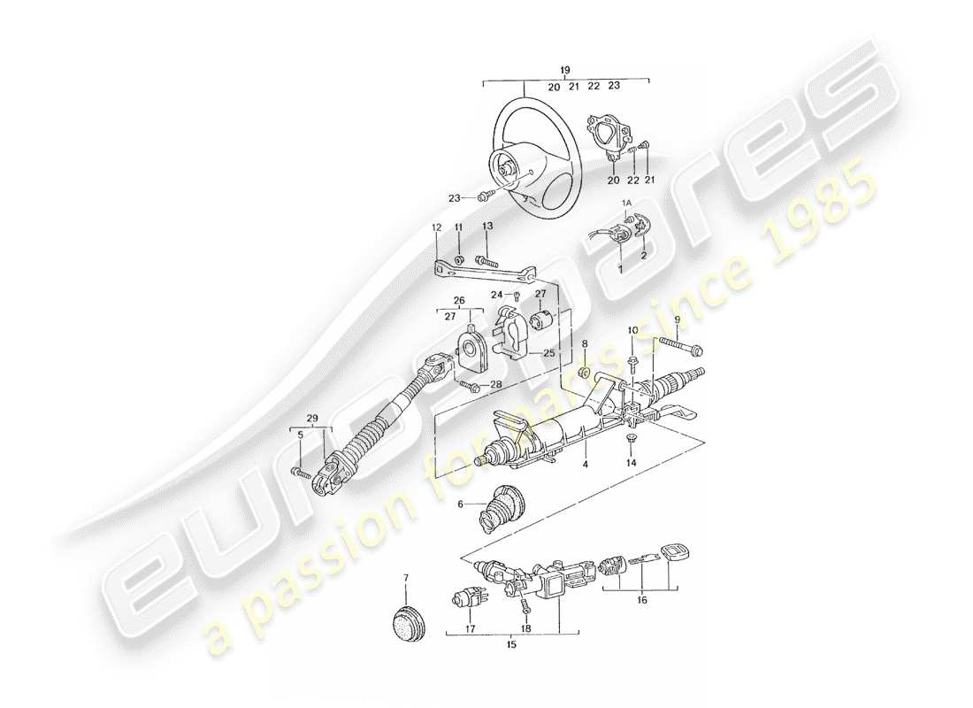 porsche 2001 (996 turbo / gt2) steering protective pipe - intermediate steering shaft - steering wheels part diagram