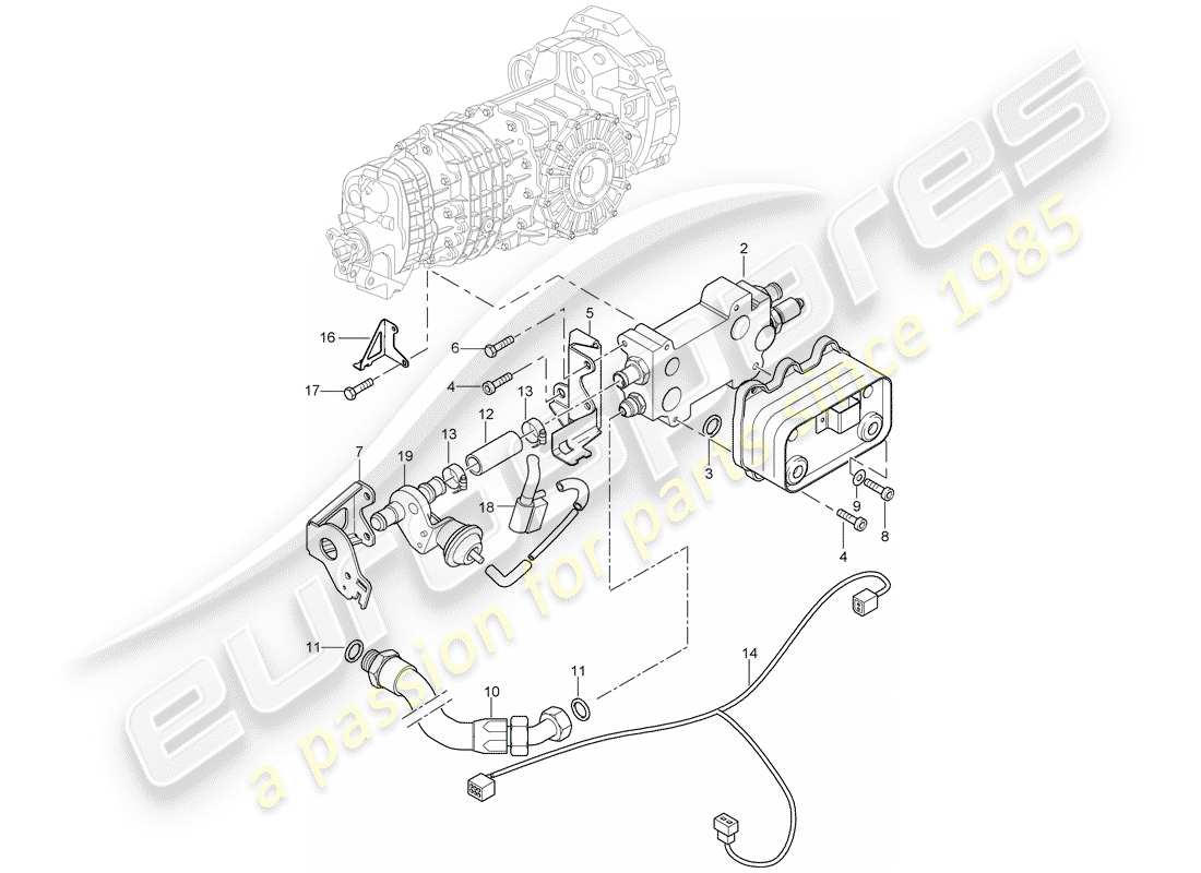 porsche 2005 (996 turbo / gt2) gear oil cooler - lines part diagram