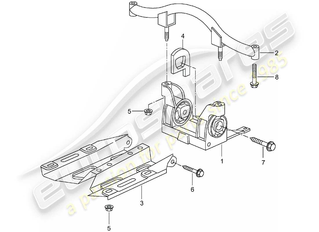 porsche 2005 (996 turbo / gt2) tiptronic - transmission suspension - and - mount - intermediate flange part diagram