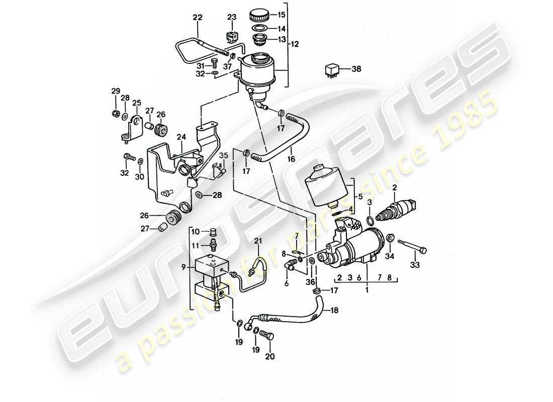 porsche 1993 (928) manual gearbox - lock control 1 parts diagram