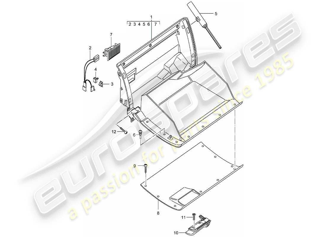 porsche 2001 (996 gt3) glove box - d - mj 2002>> part diagram