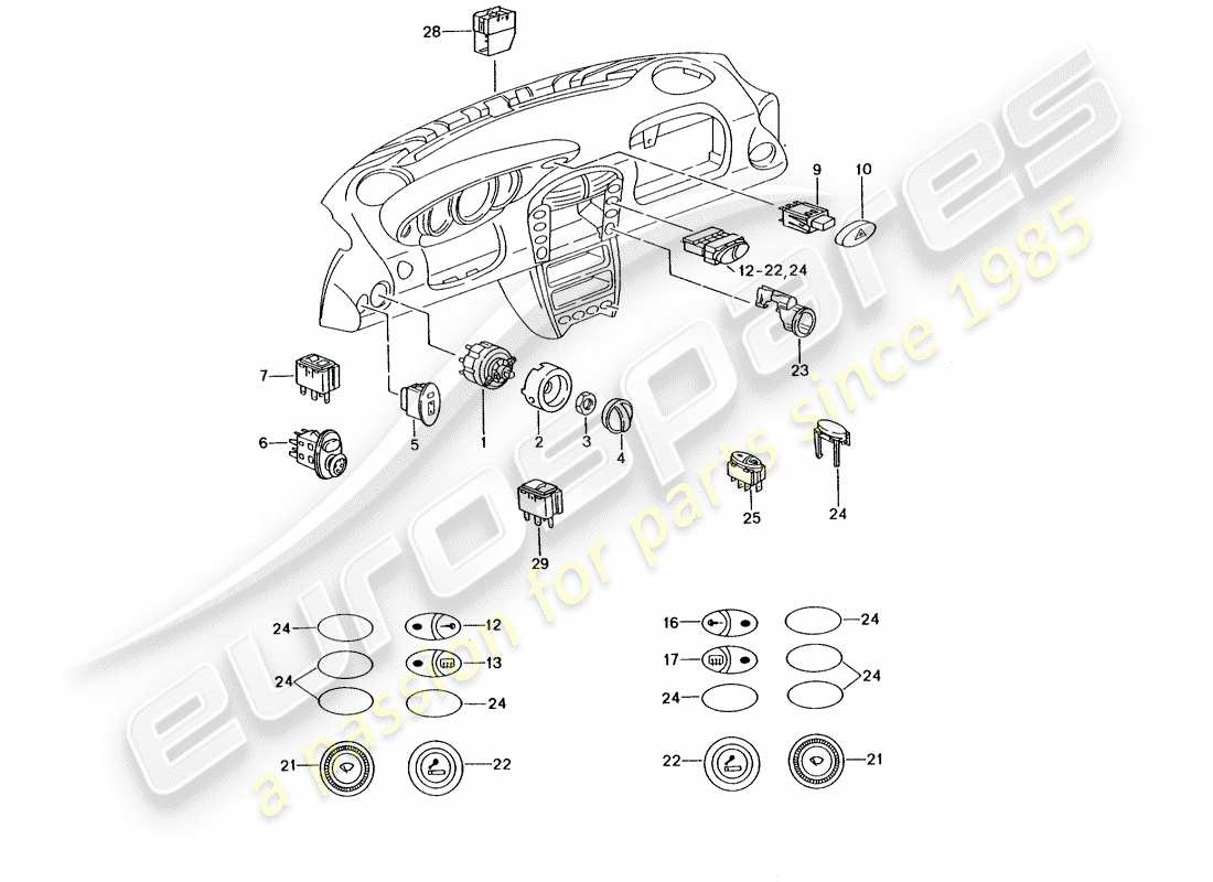 porsche 2004 (996 gt3) switch part diagram