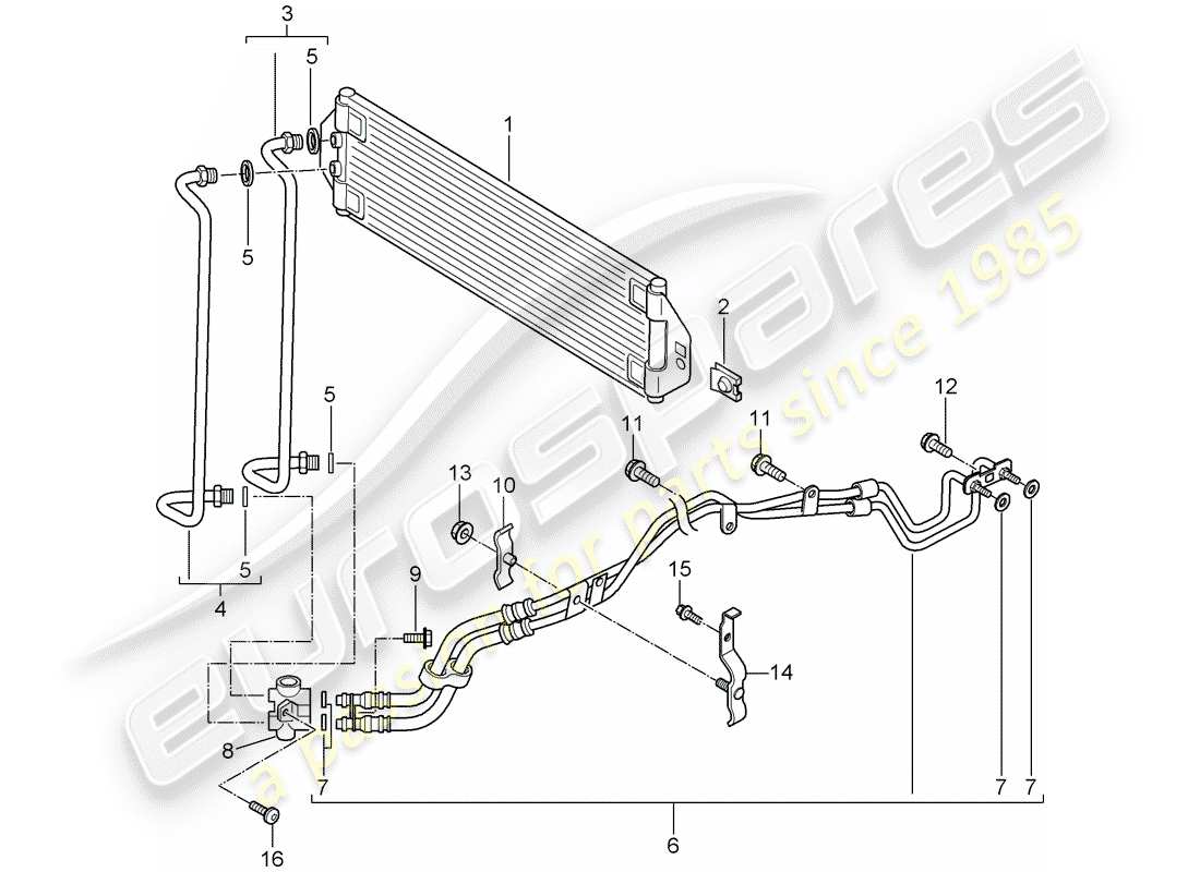 porsche 2005 (cayenne e1 9pa) tiptronic gear oil cooler oil pipe part diagram
