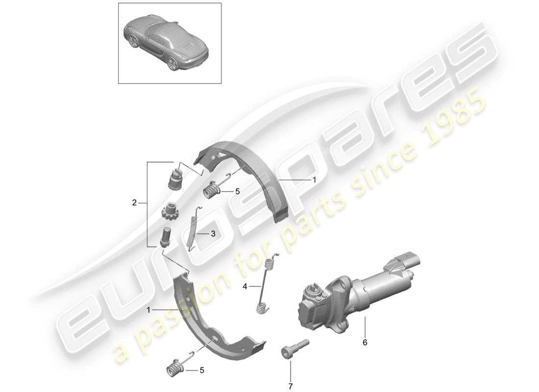 porsche 2013 (981 boxster) parking brake parts diagram