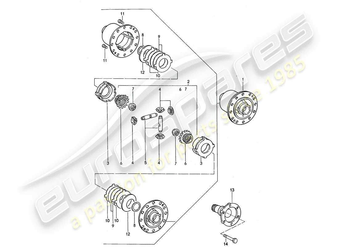porsche 1993 (968) manual gearbox - limited slip differential part diagram