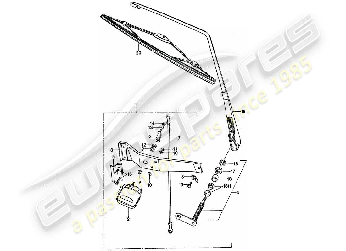 porsche 911 (1975) rear window wiper - d >> - mj 1975 part diagram