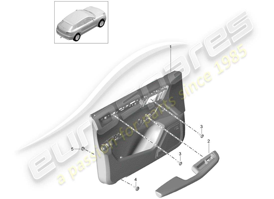 porsche 2016 (macan) door panel front leather package two-colour slush technology part diagram