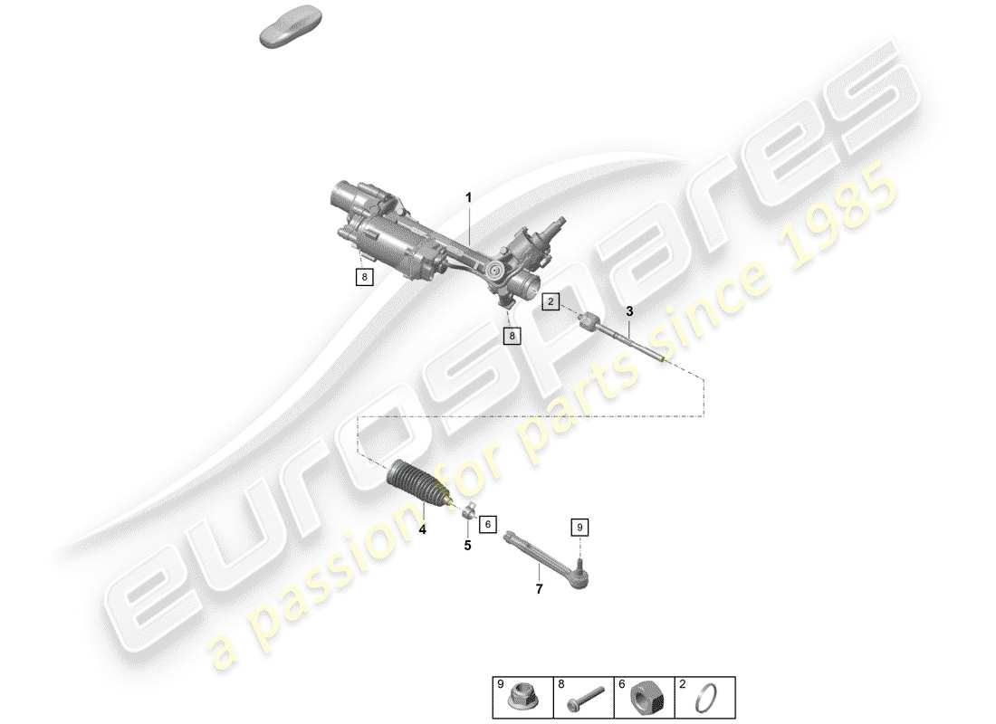 porsche 2019 (718 boxster spyder) steering gear individual parts part diagram