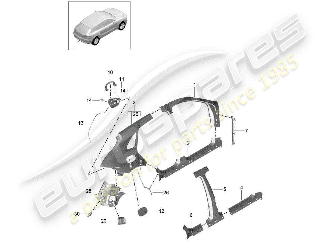 porsche 2017 (macan) side part outer part diagram