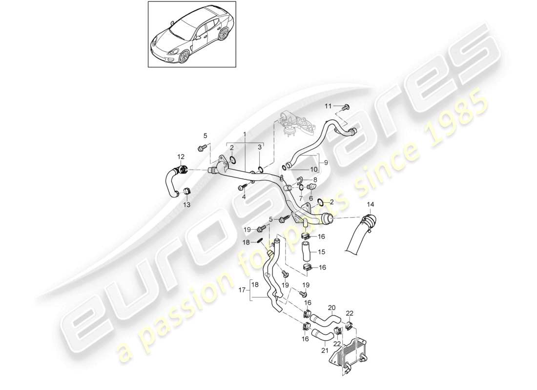 porsche 2016 (panamera 970) coolant cooling system parts diagram