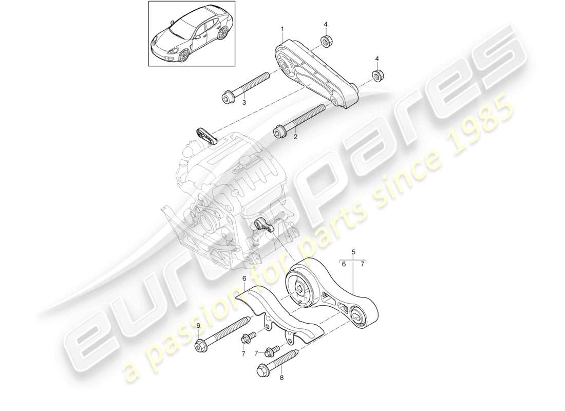 porsche 2016 (panamera 970) engine lifting tackle engine support parts diagram
