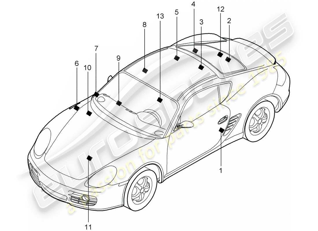 porsche 2012 (987 cayman) signs/notices part diagram