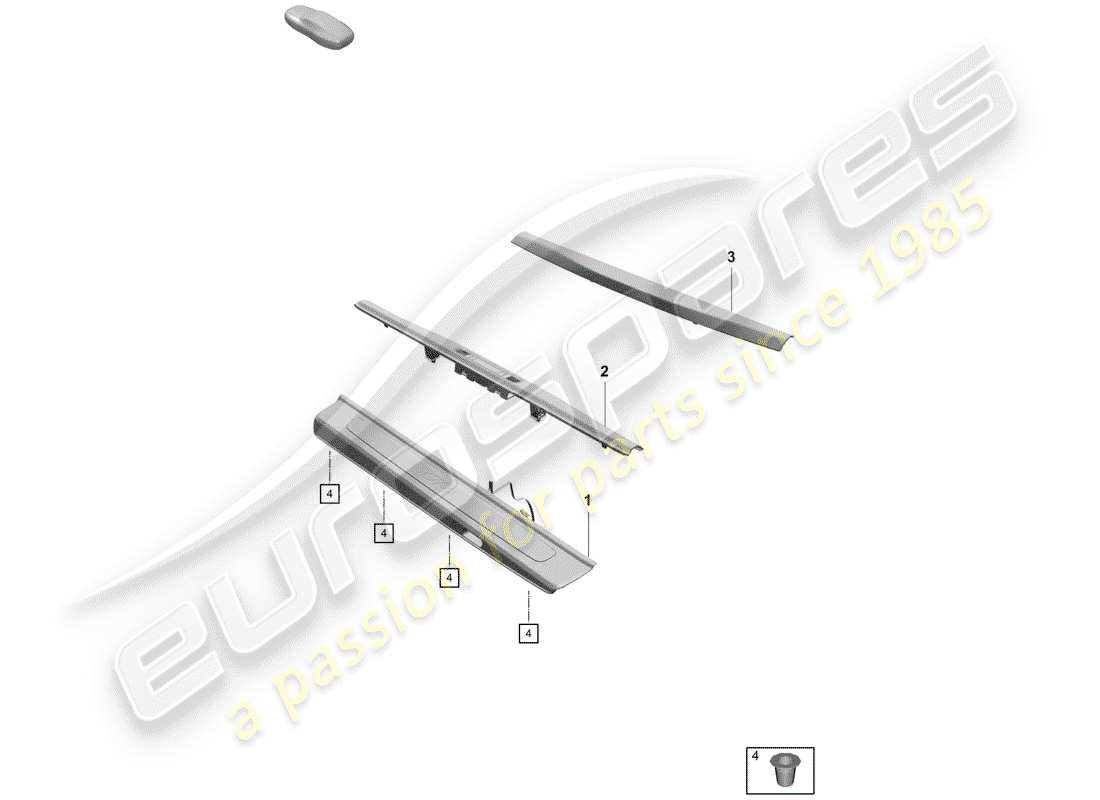 porsche 2019 (718 boxster spyder) sill trim strip side member trim part diagram
