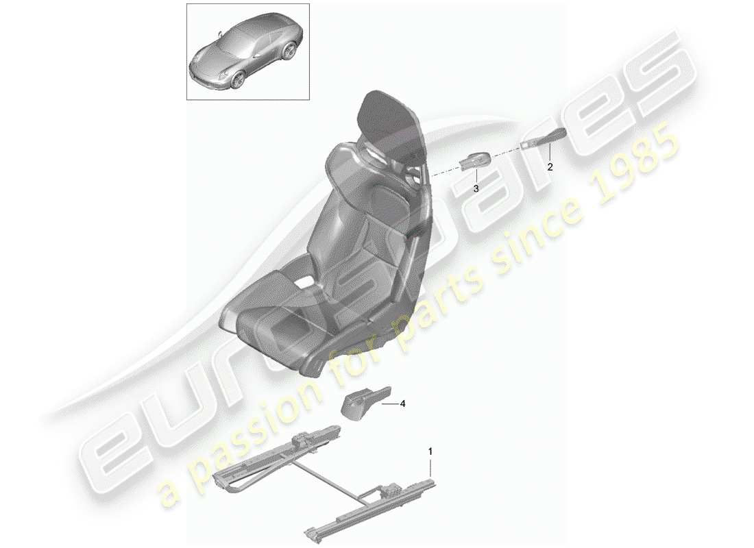 porsche 2016 (981 boxster) bucket seat for vehicle with fold-down seat backrest (complete) no longer available parts diagram