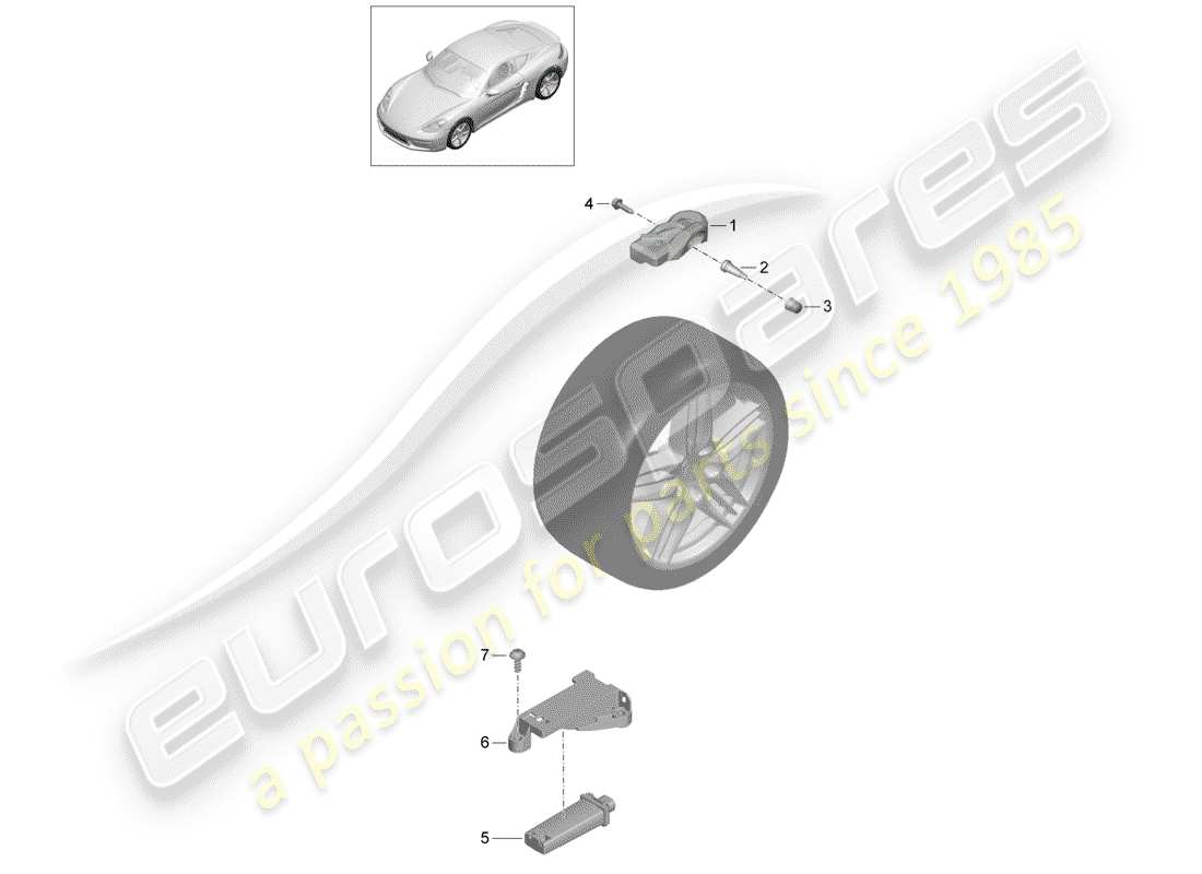 porsche 2019 (718 cayman) tyre pressure control system part diagram