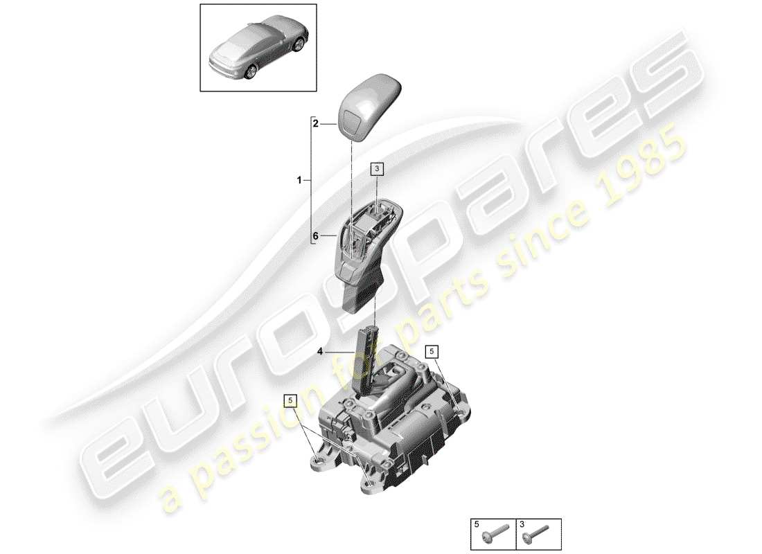 porsche 2018 (panamera 971-1) selector lever part diagram