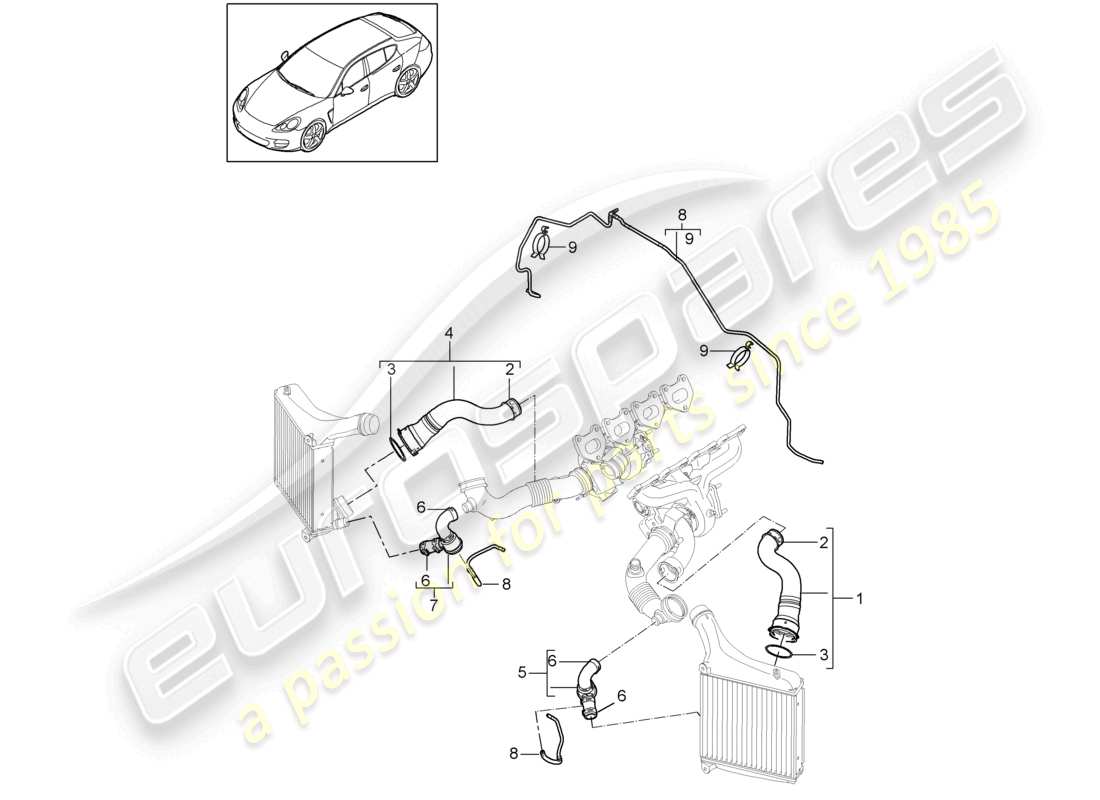 porsche 2016 (panamera 970) pressure pipe control line parts diagram